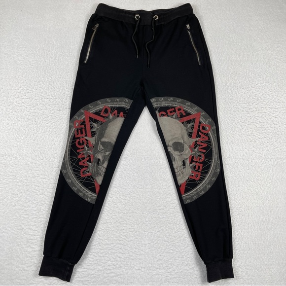 Philipp Plein Pants‎ Mens Large Black Illegal Fight Club Joggers Sweatpants - Picture 1 of 16